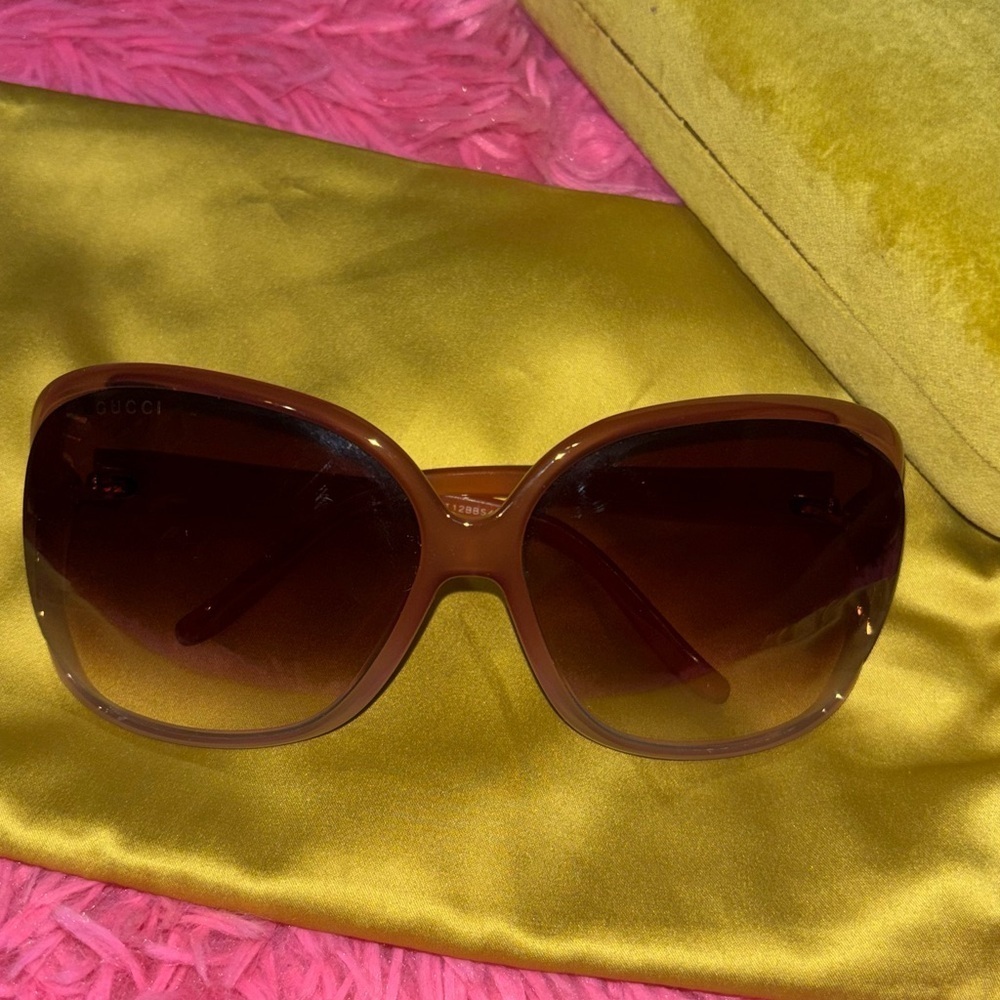 Gucci Oversized Square Dark Brown Sunglasses - Picture 2 of 12